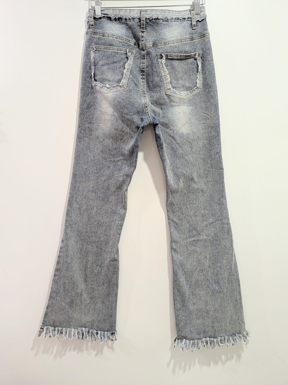 Dazy Raw Hem Flare Jeans (Like New) Greyish Blue Y2K Unique Style Aesthetic